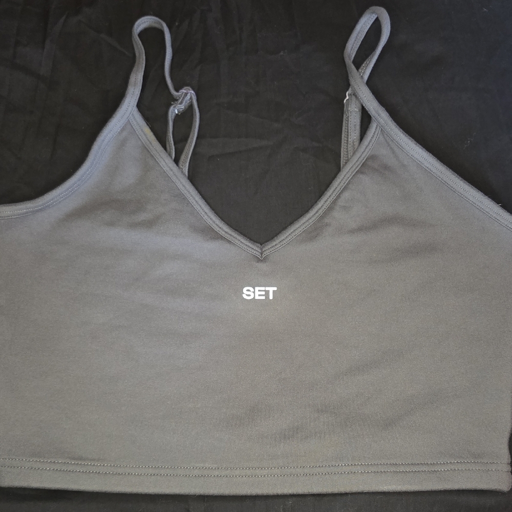 Set Active Gray Crop Top